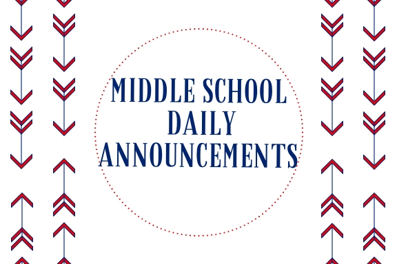 Middle School Announcements 2.15.2019