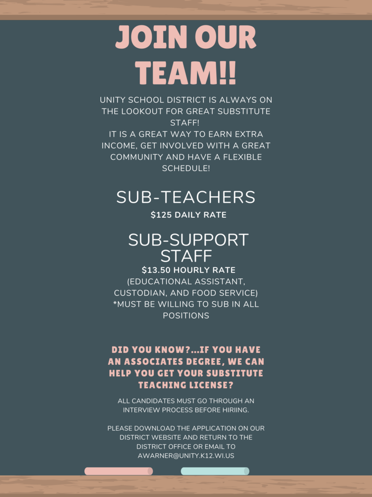 Join our Team!  Subs Needed!